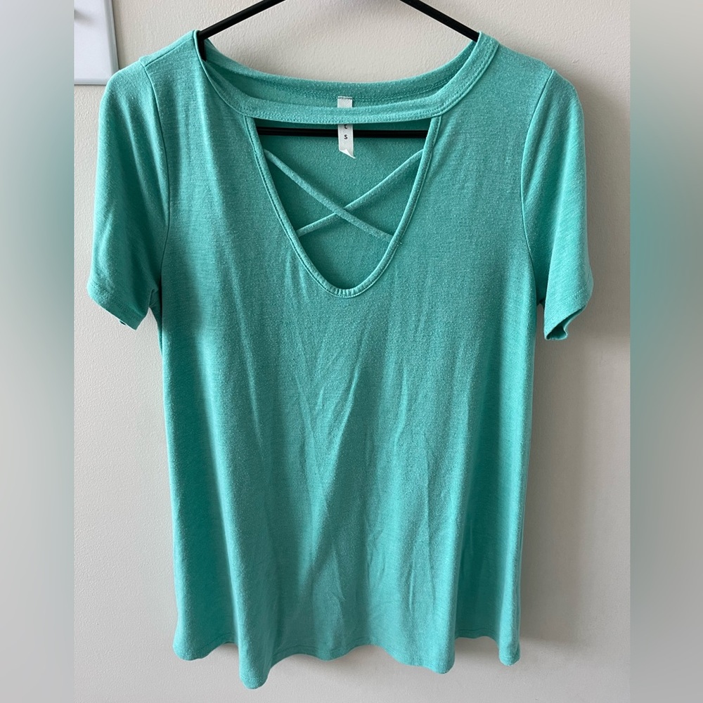 Cute cross cross neckline top